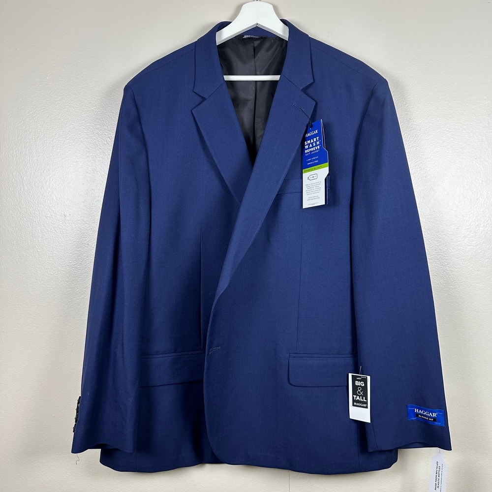 Haggar Men's 54S Suit Jacket Blue Smart Wash Repreve Classic Fit Wedding NEW